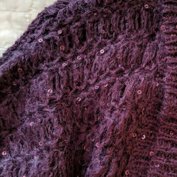 NWT Express Cropped Sequins cardigan, plum, sz XS - Picture 6 of 7